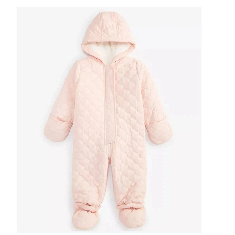 First Impressions Girls 24‎ Months Pink Sherpa Lined Quilted Snowsuit Pram Suit